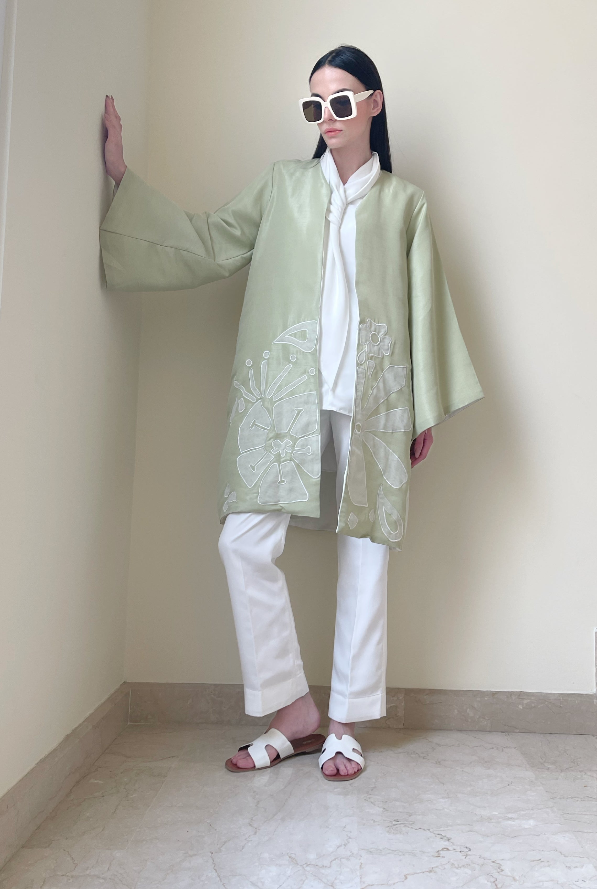 Pastel Green Applique Coat