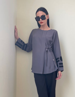 Grey and Black Side Tie Tunic