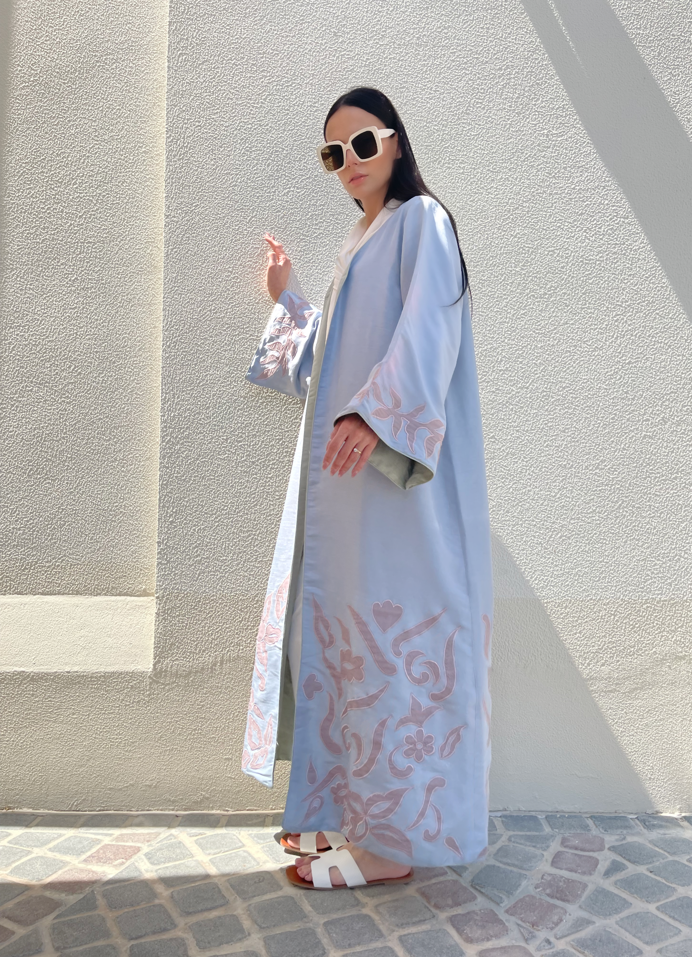 Powder Blue Appliqué Abaya