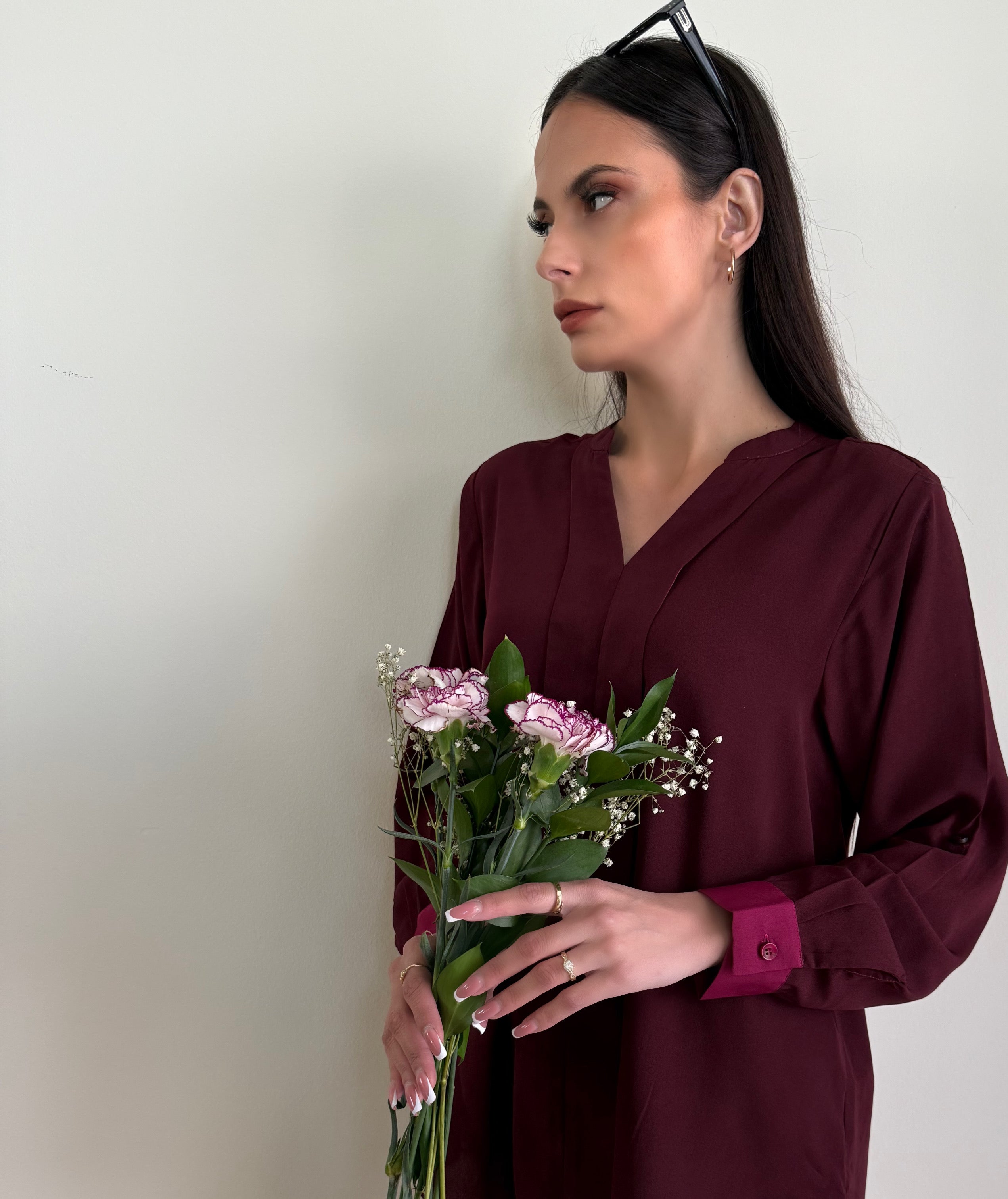 Maroon And Magenta Accent Tunic