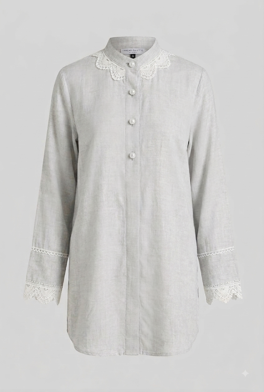 Light Grey Lace Detail Tunic