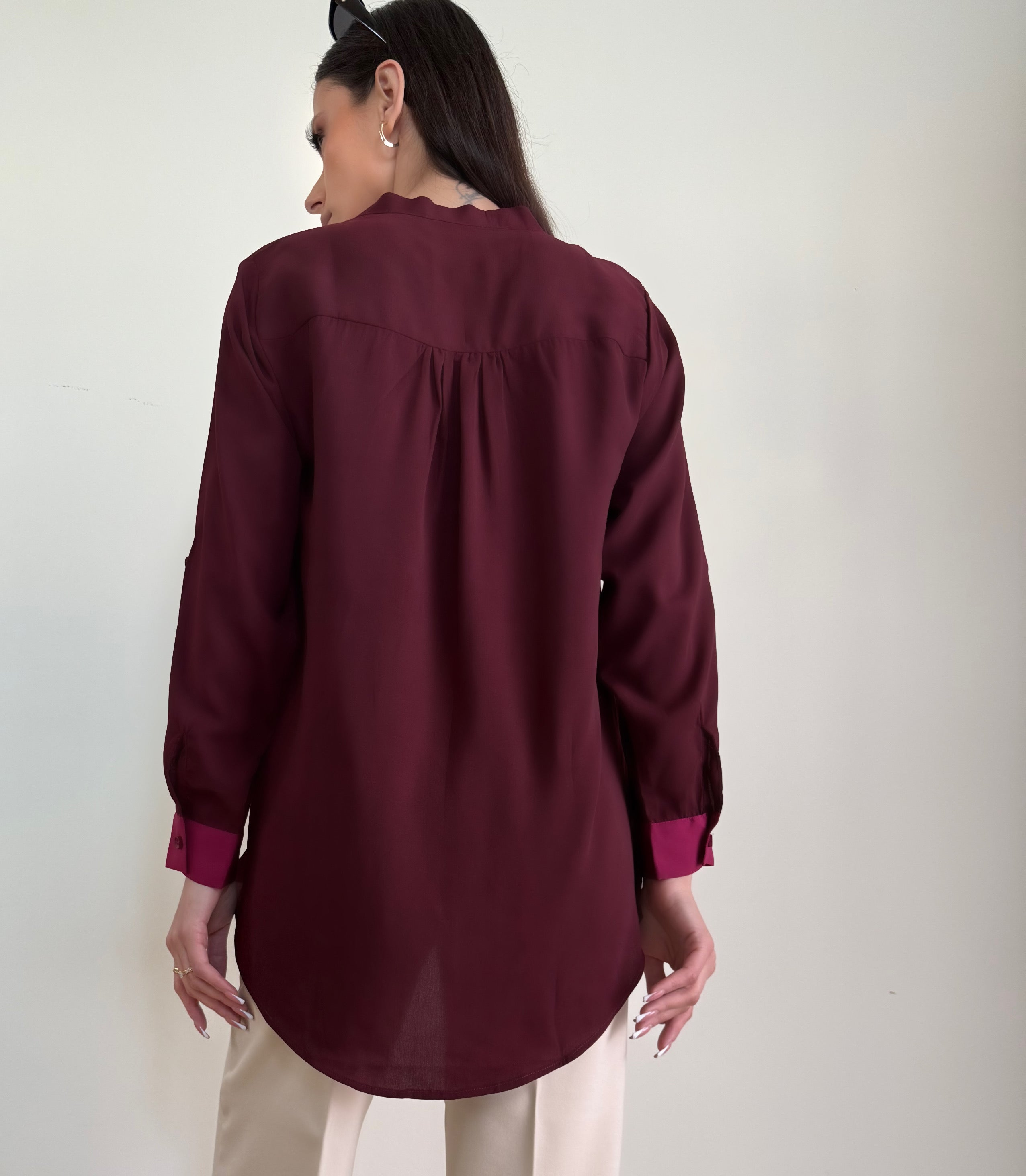 Maroon And Magenta Accent Tunic