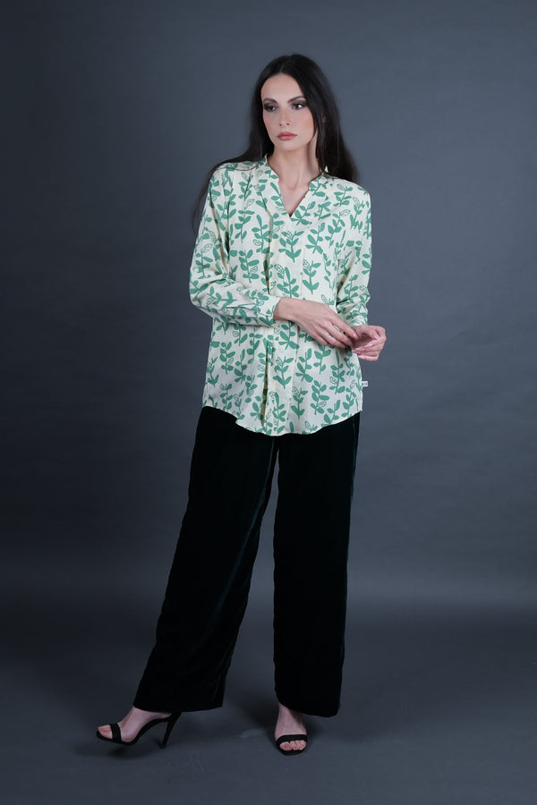 The Green Leaf Print Blouse