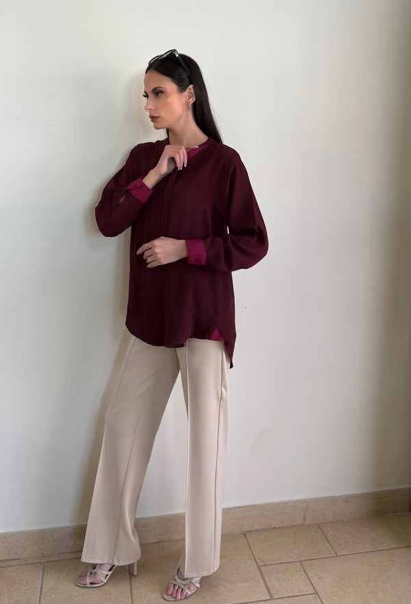 Maroon And Magenta Accent Tunic