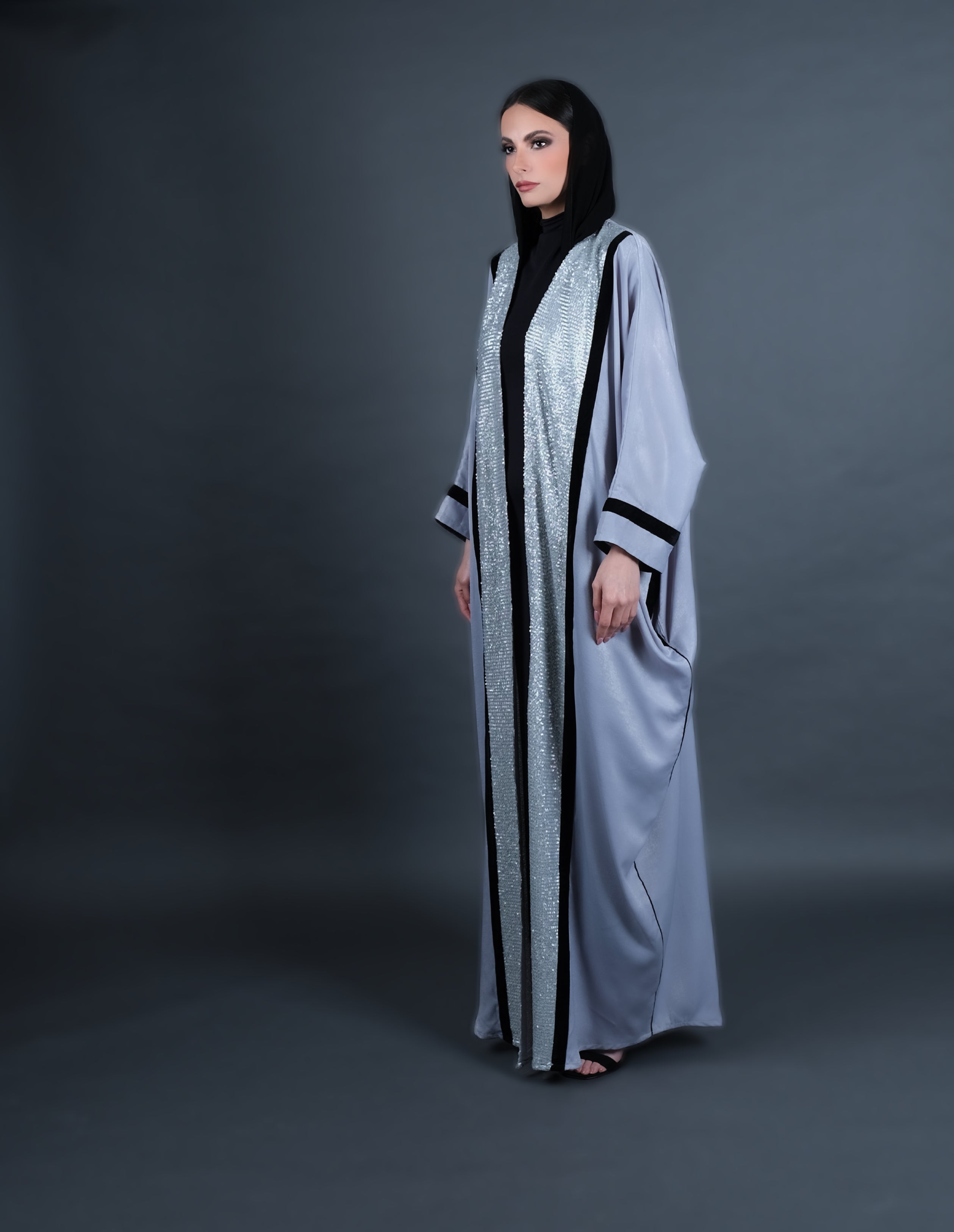 Silver Sequins Abaya