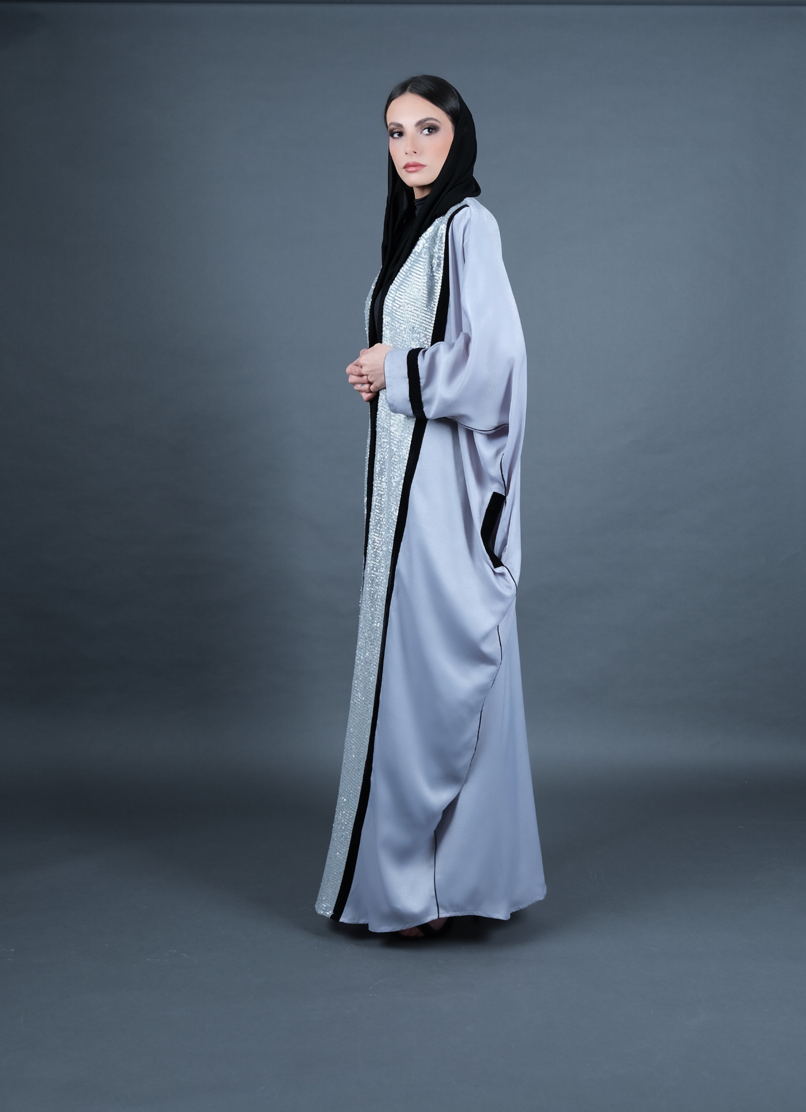 Silver Sequins Abaya