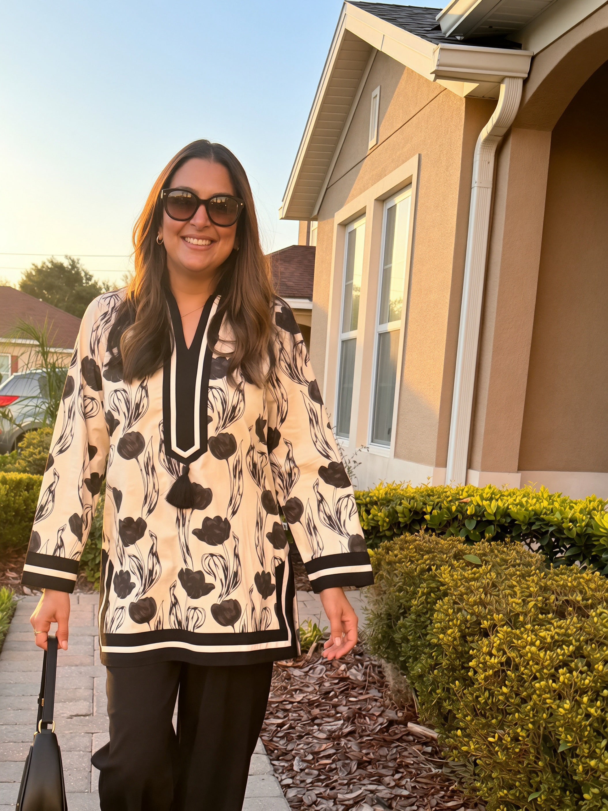 Monochromatic Floral Tunic