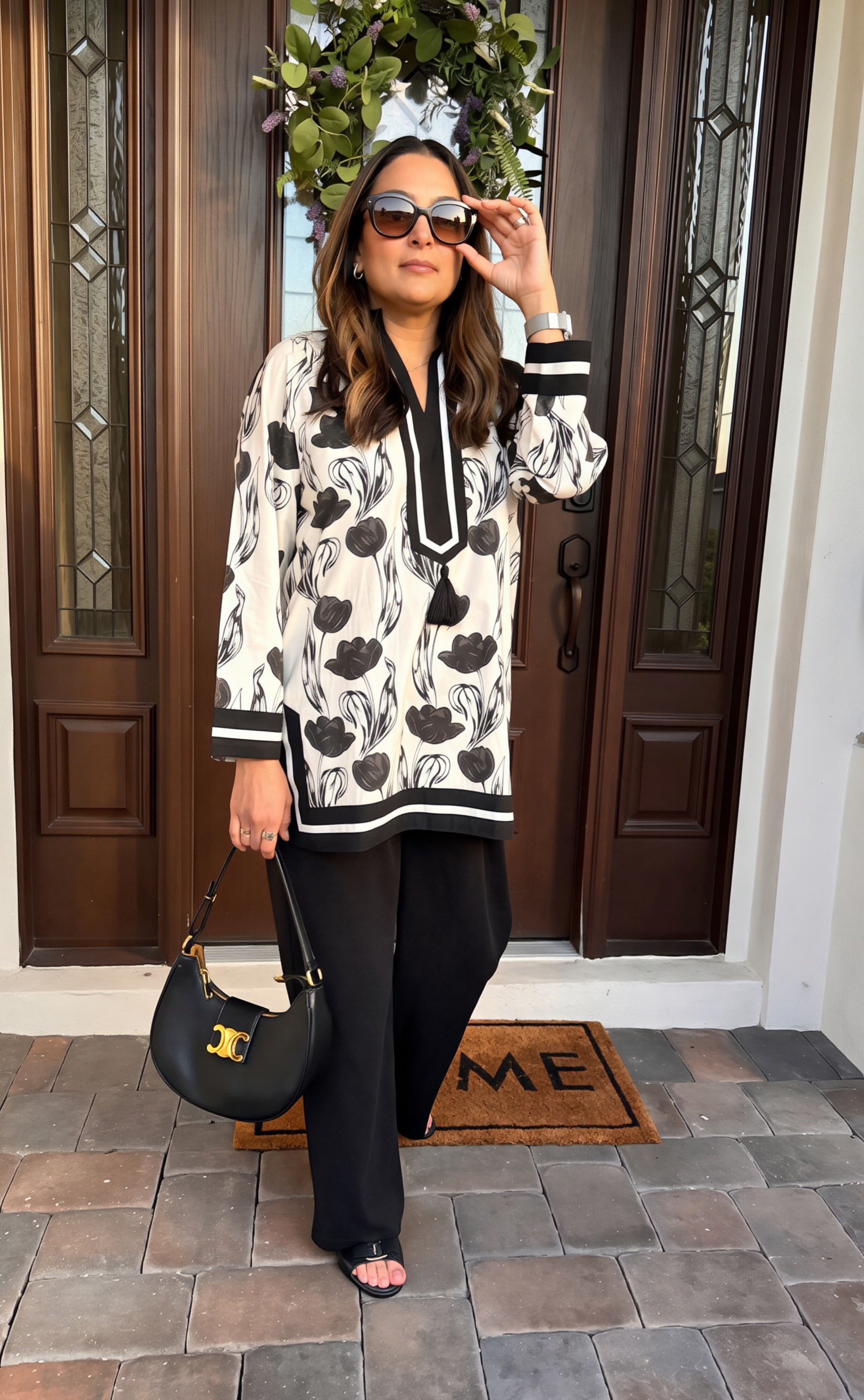 Monochromatic Floral Tunic