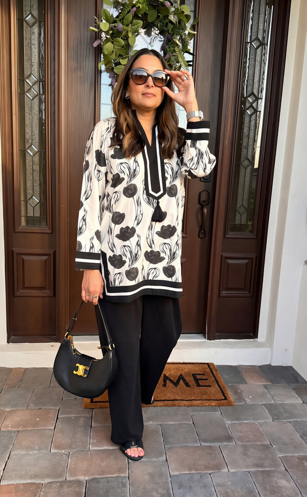 Monochromatic Floral Tunic