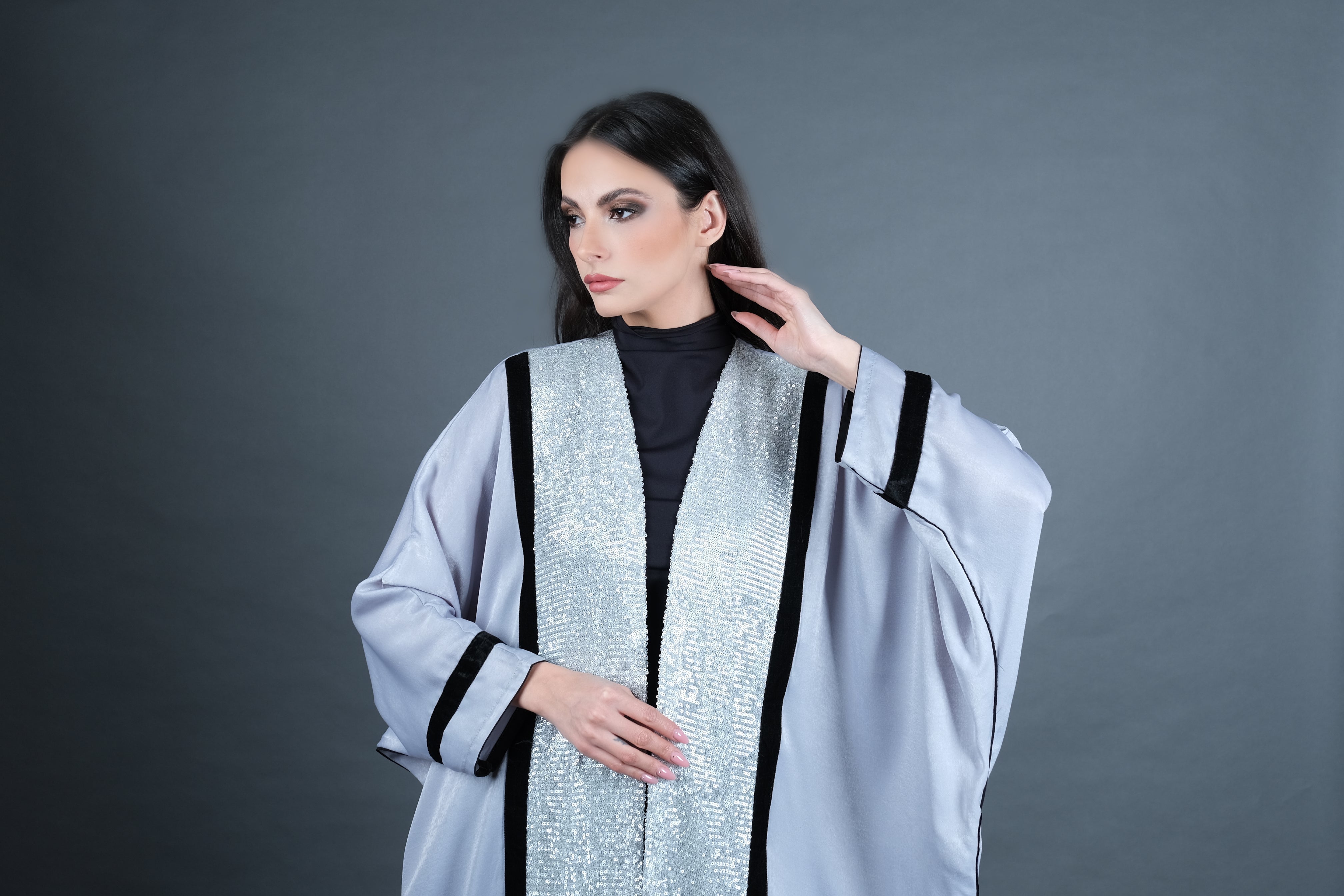 Silver Sequins Abaya