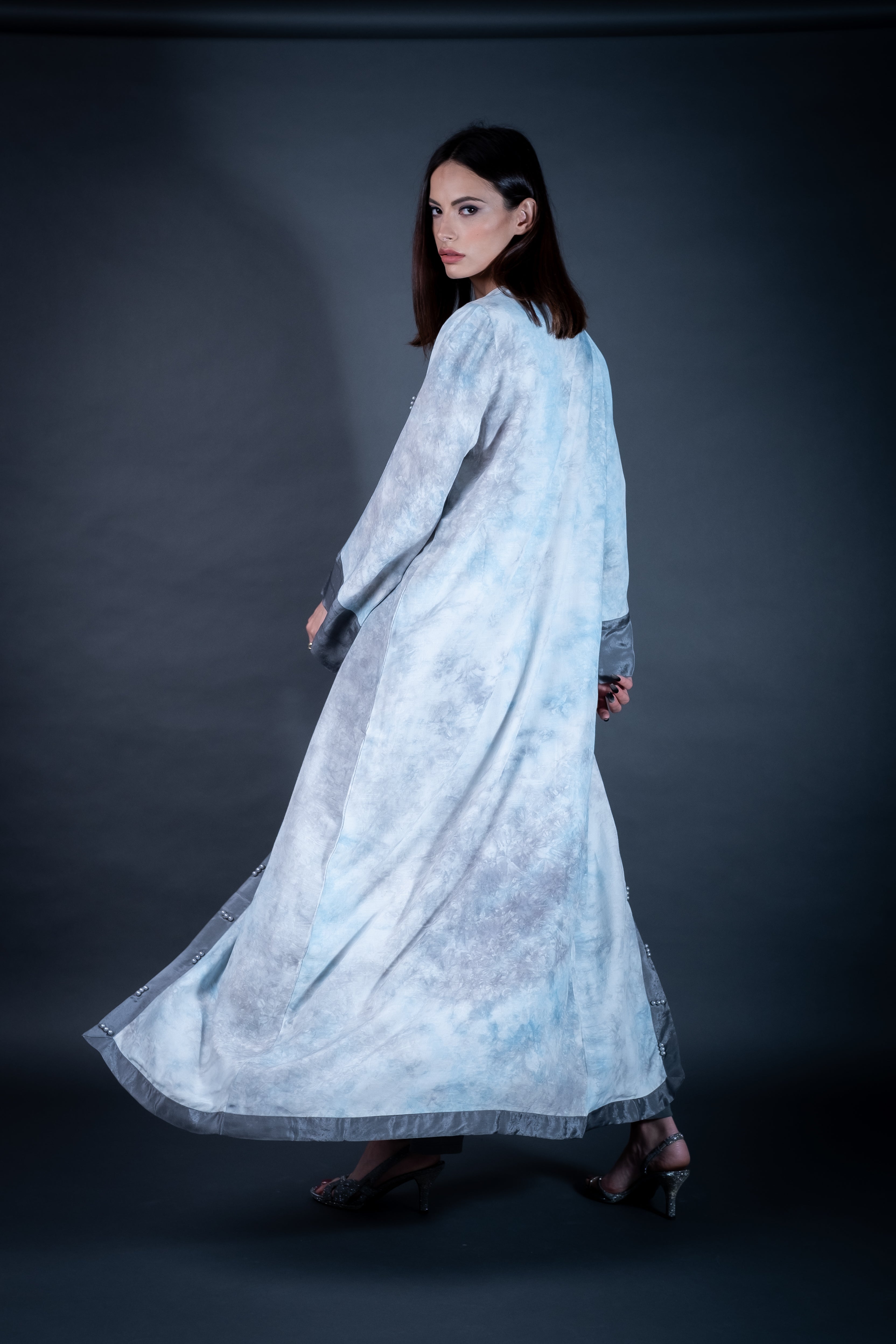 pastel abaya dress Tie and Dye Pastel Abaya L / Powder Blue and Grey
