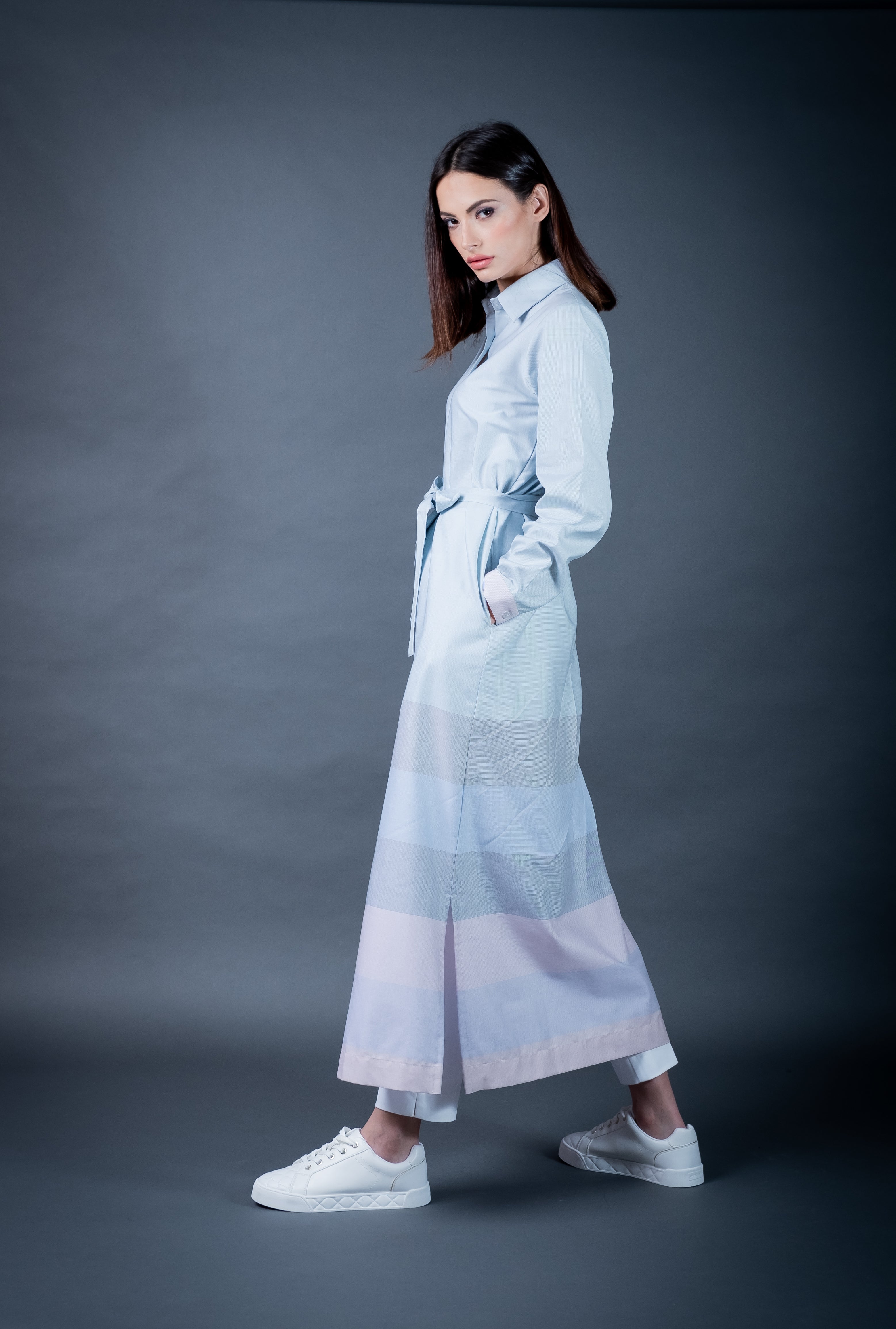 The Stripe Border Shirt Dress( Pastel)