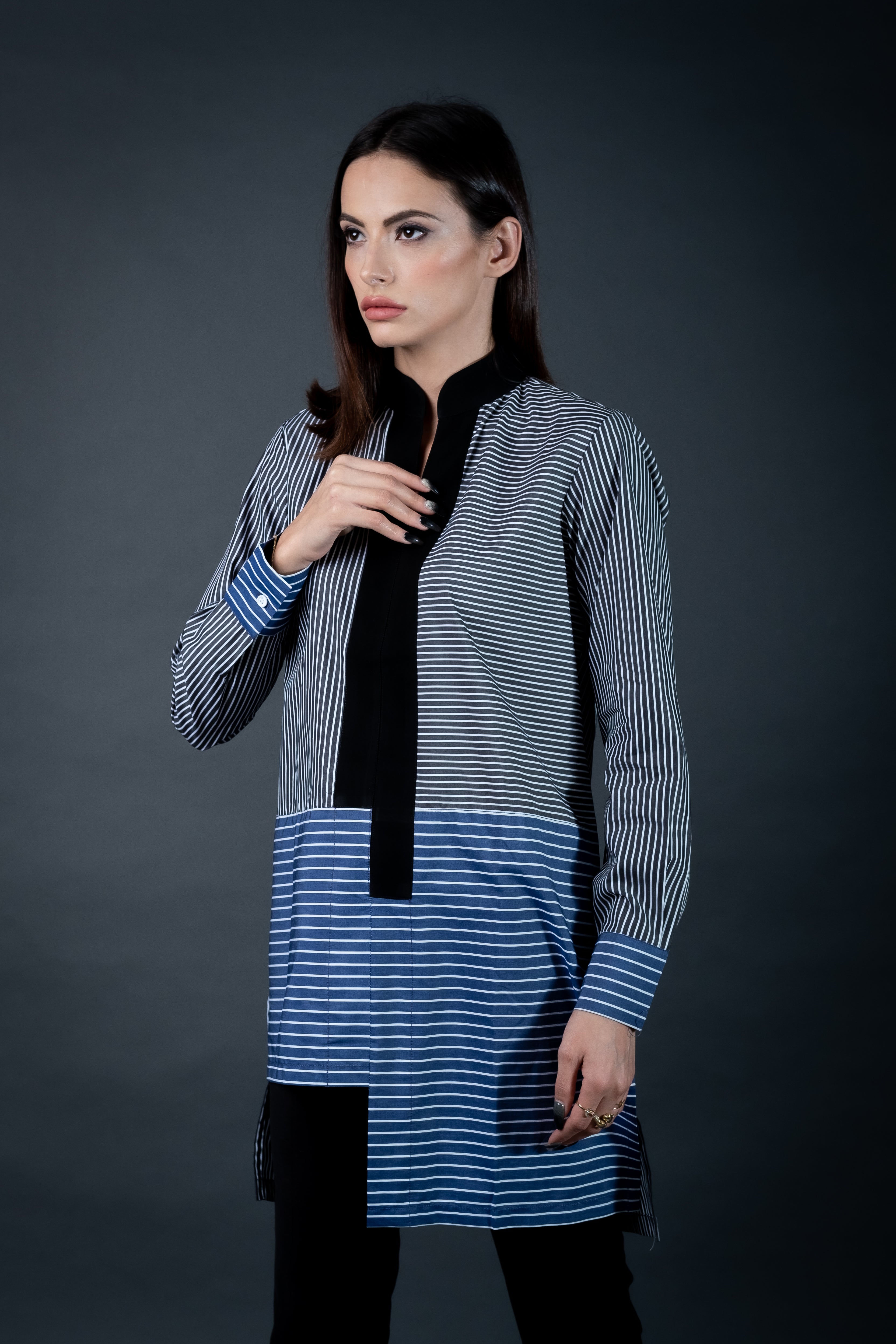 Asymmetrical Striped Tunic