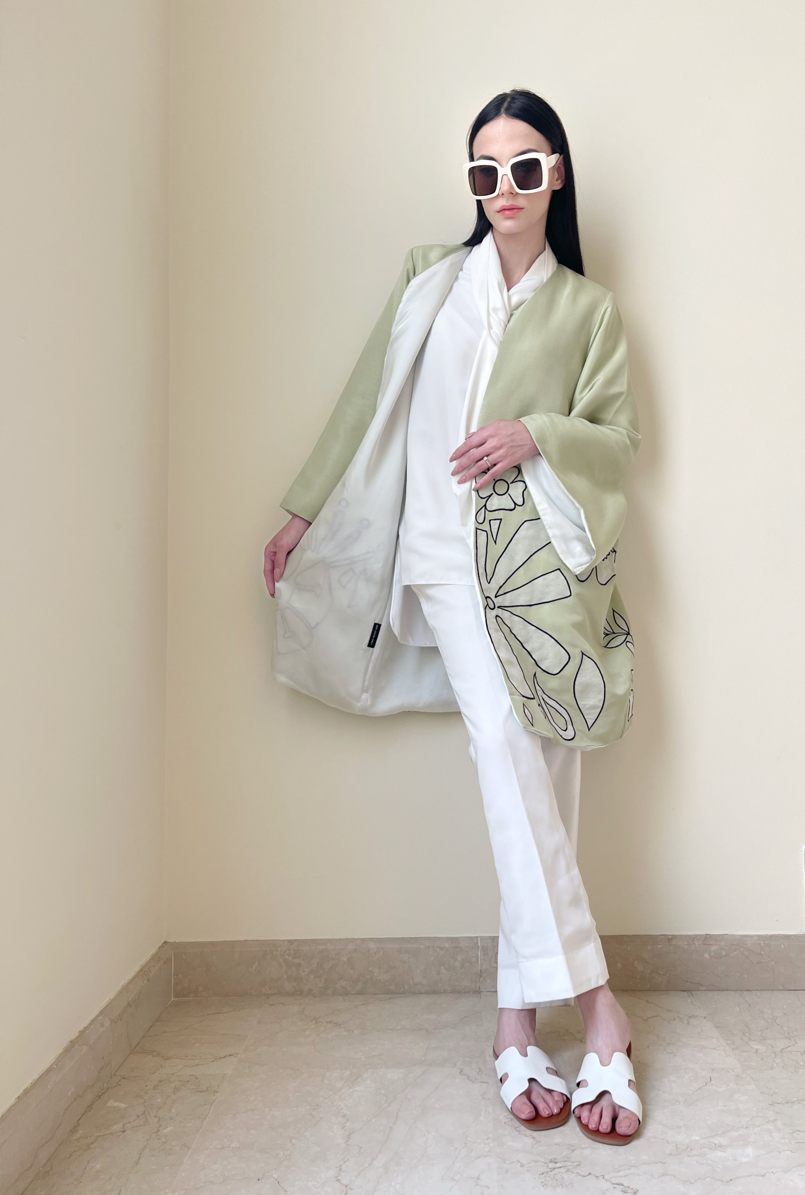 Pastel Green Applique Coat