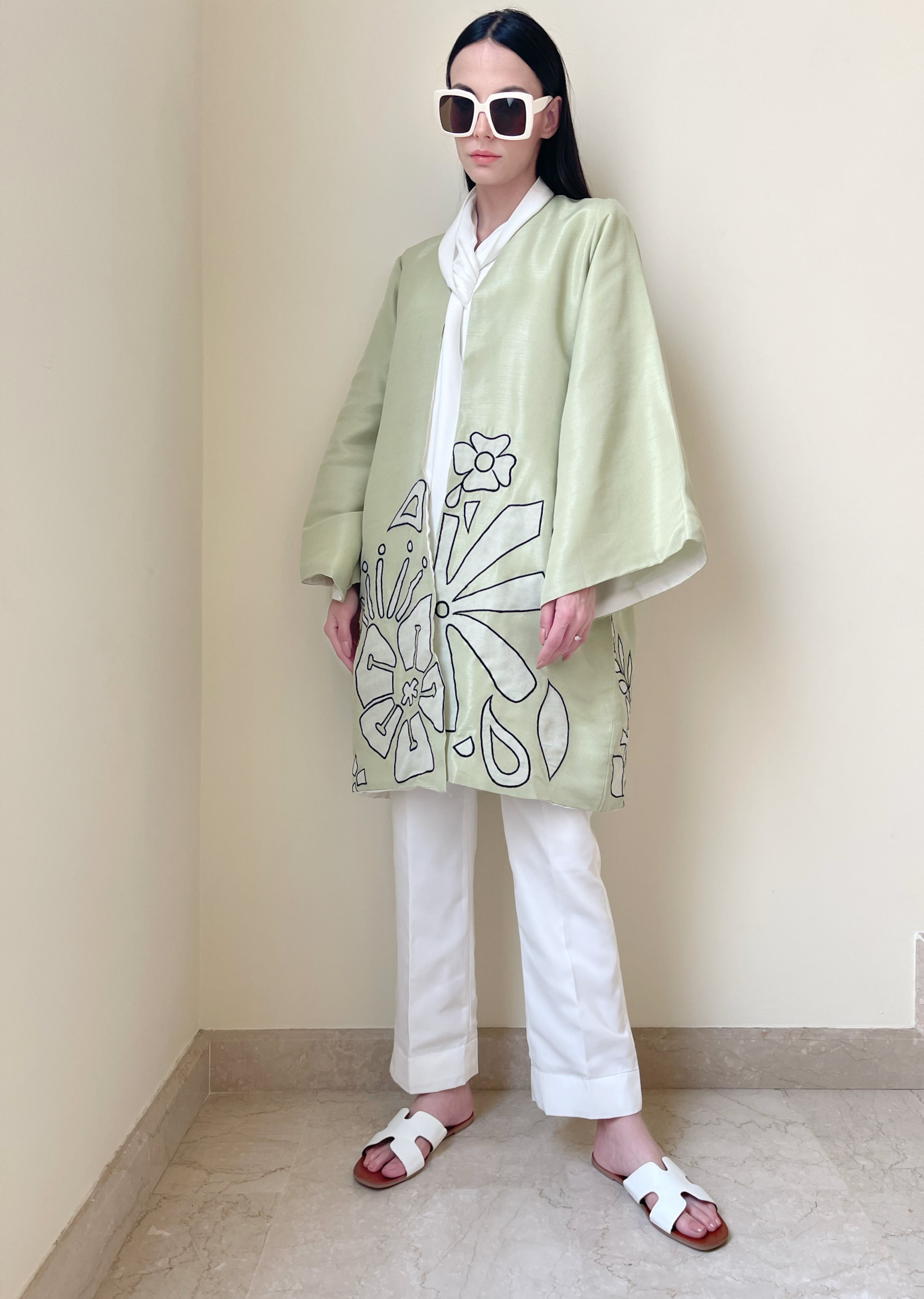 Pastel Green Applique Coat