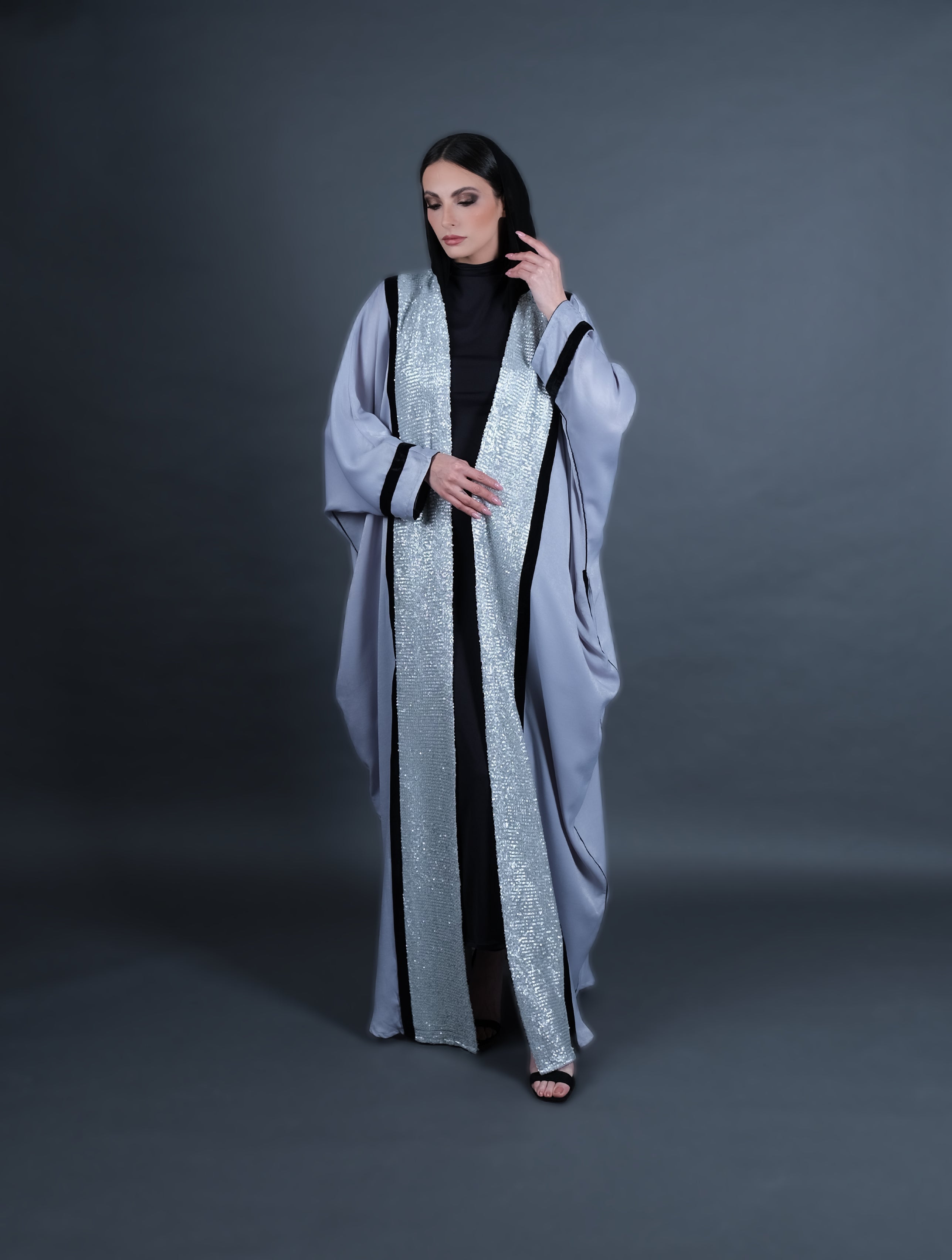 Silver Sequins Abaya