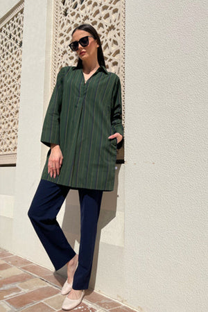 Green and Navy Striped Tunic