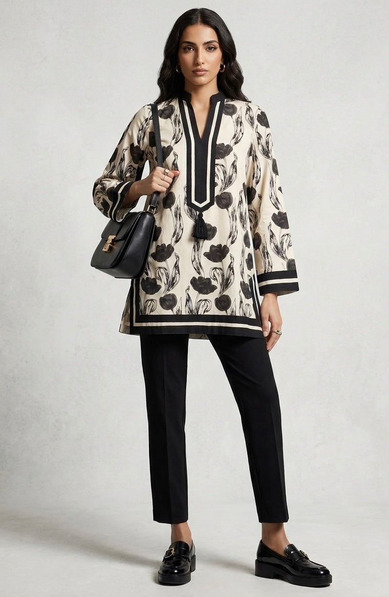 Monochromatic Floral Tunic