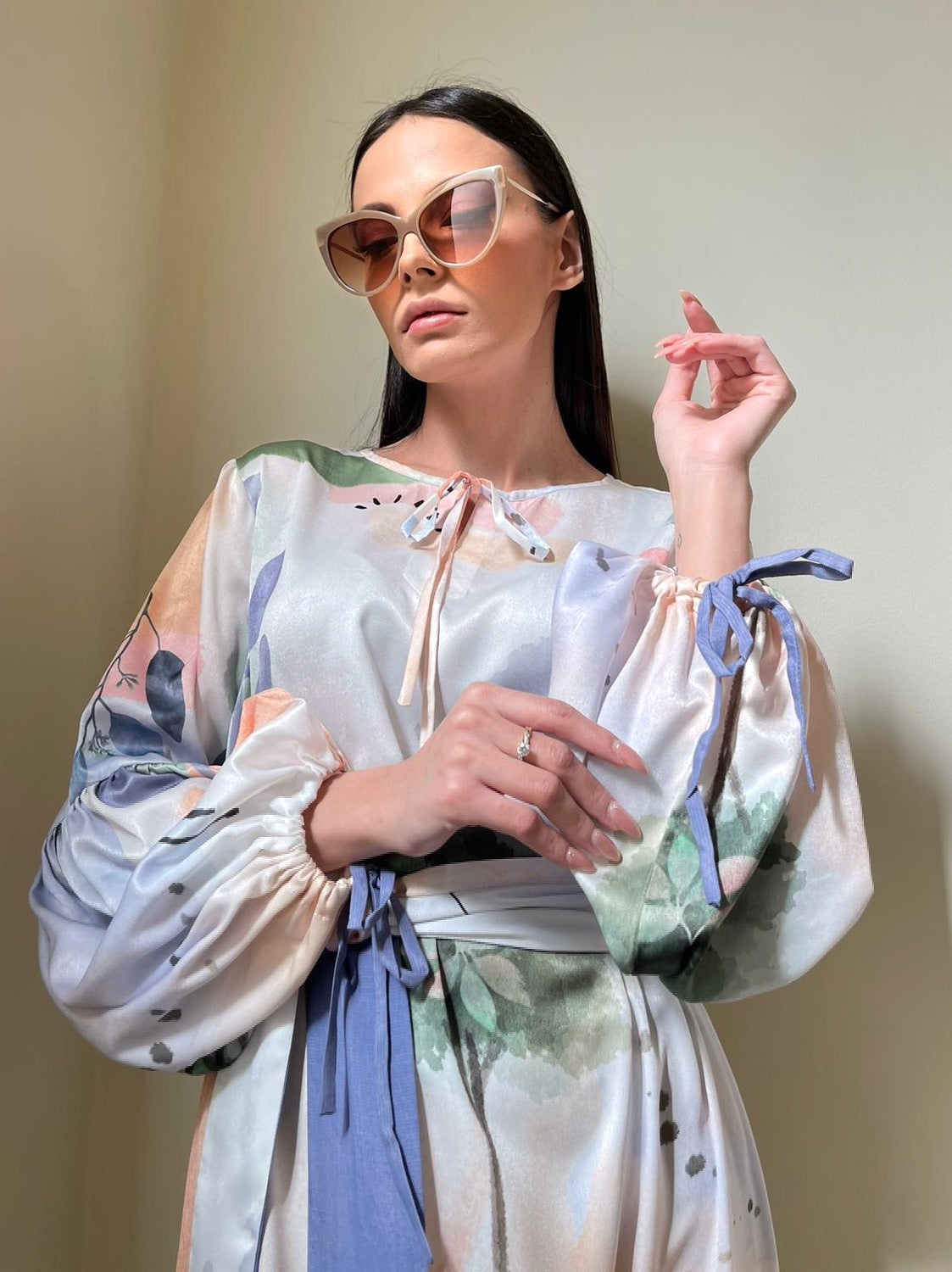 pastel print maxi dress Exquisite Pastel Print Tie-Front Shirt Maxi Dress Likemychoice
