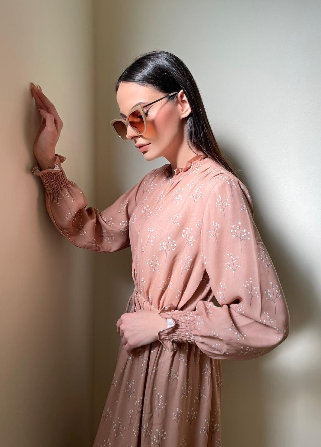 pink silk chiffon dress Elegant Long Chiffon Hot Pink Evening Dresses With Cape A-Line One Sho PreppyDress