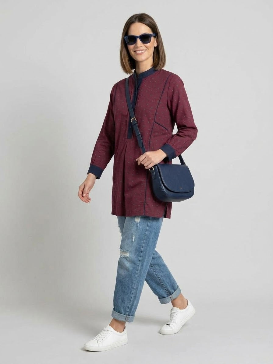Deep Crimson Leaf Tunic