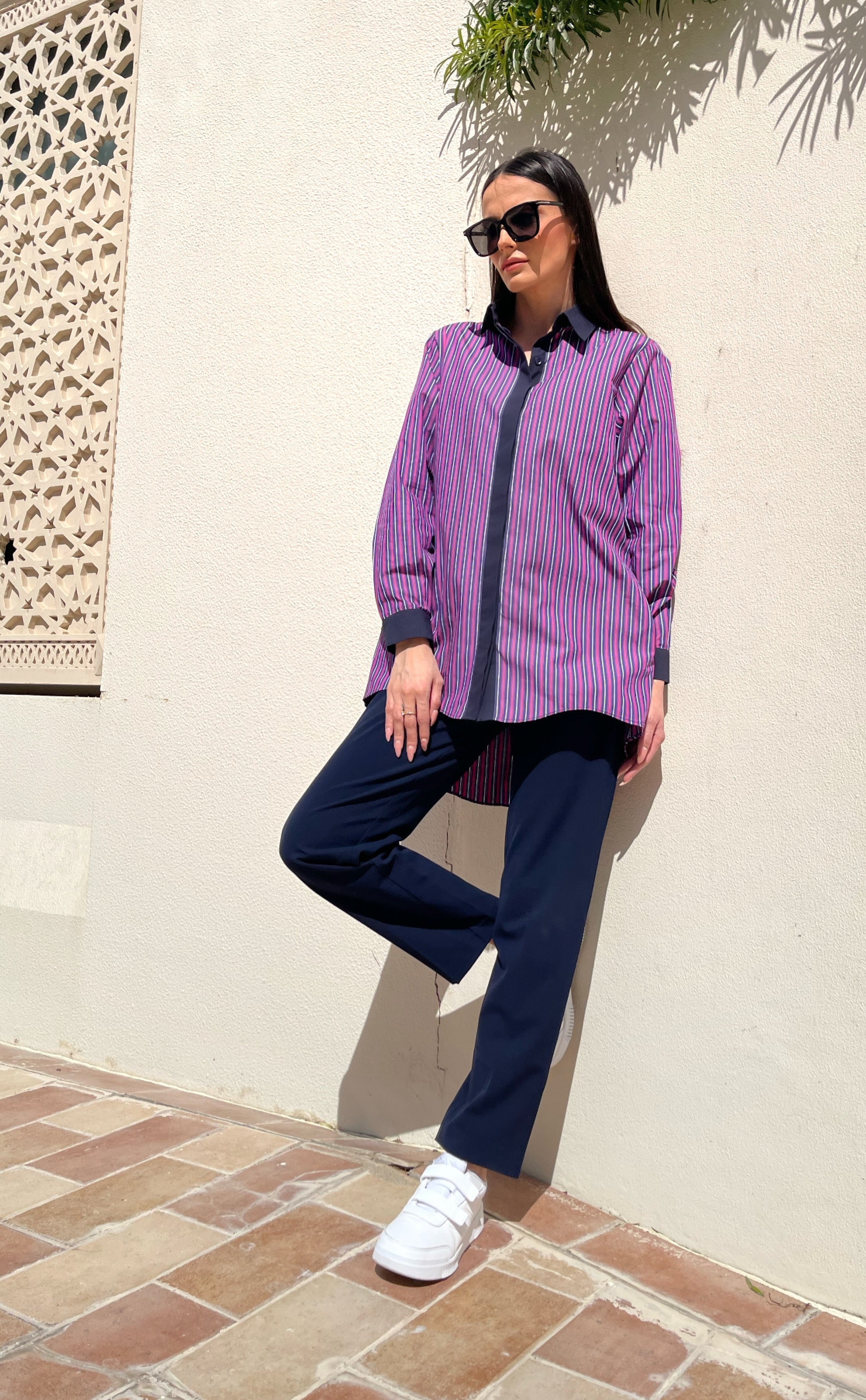 Navy and Pink Pinstripe Tunic