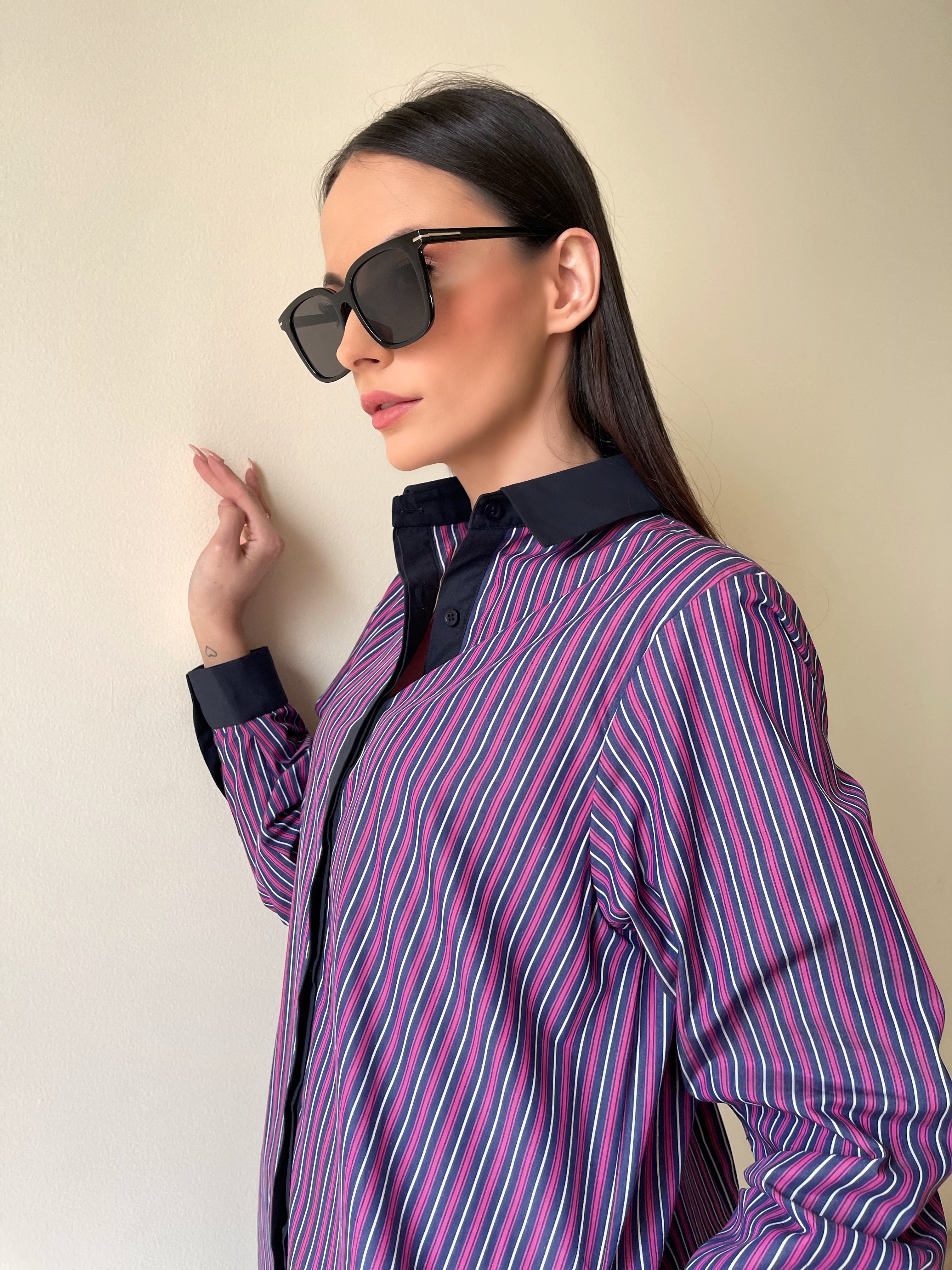 Navy and Pink Pinstripe Tunic