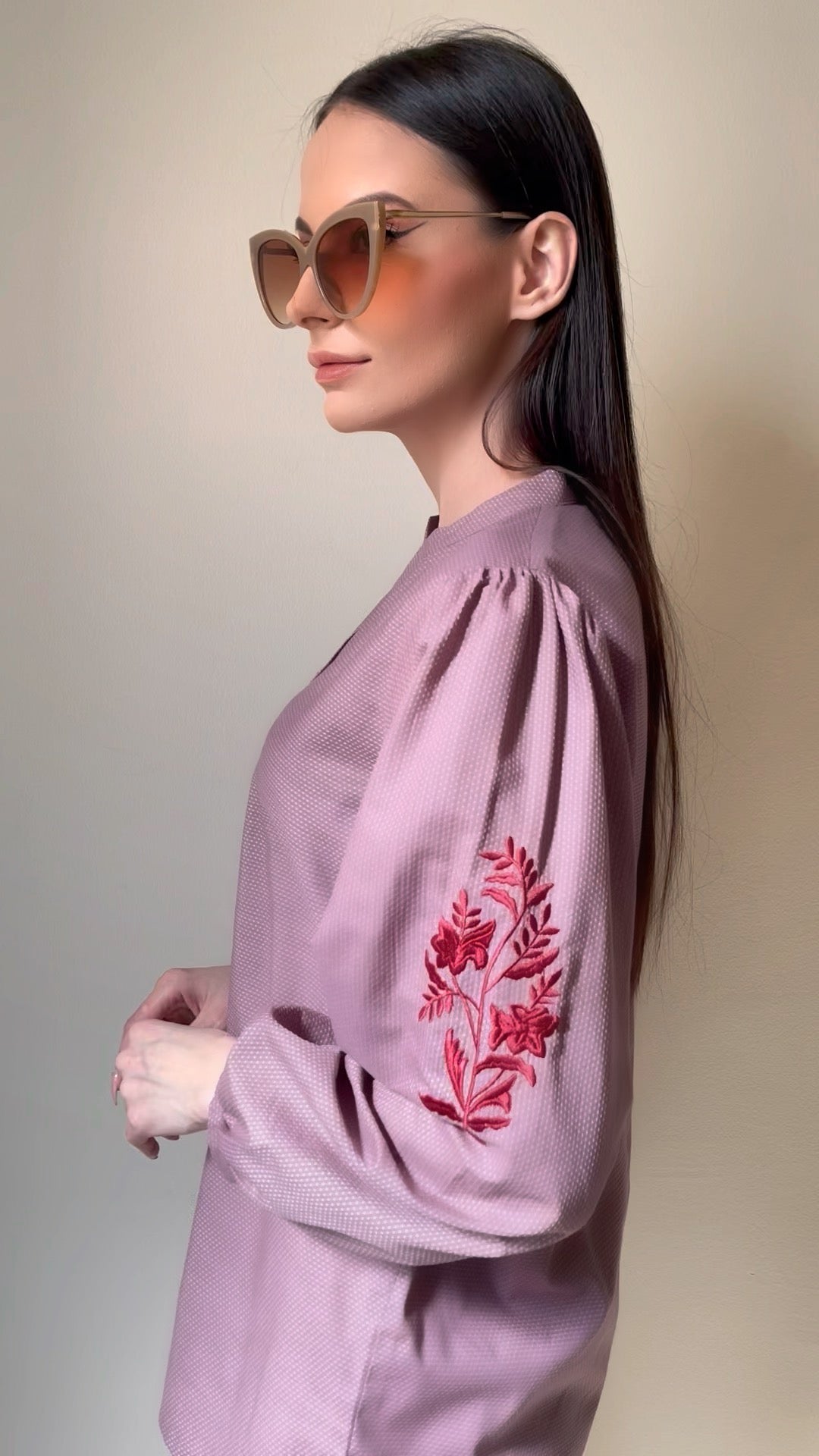 Dusky Pink Embroidered Sleeve Tunic