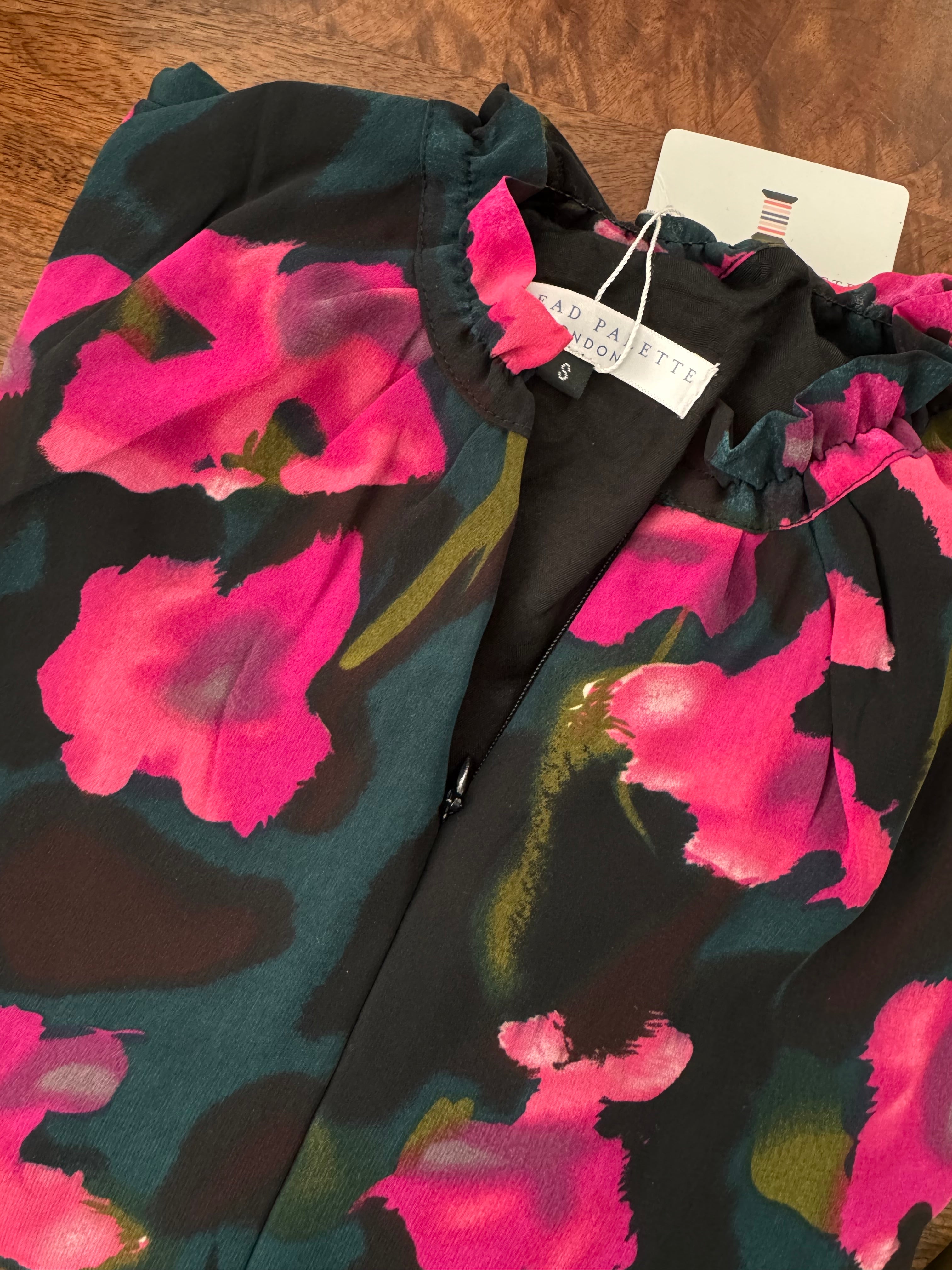 Black and Pink Chiffon Dress