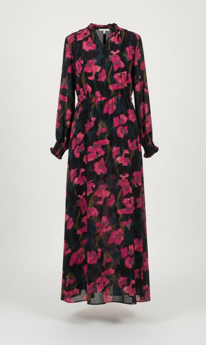 Black and Pink Chiffon Dress