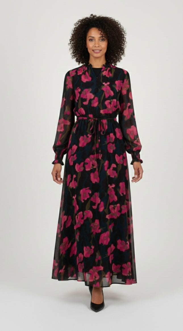 Black and Pink Chiffon Dress XLarge Black and Pink Chiffon Dress XLarge