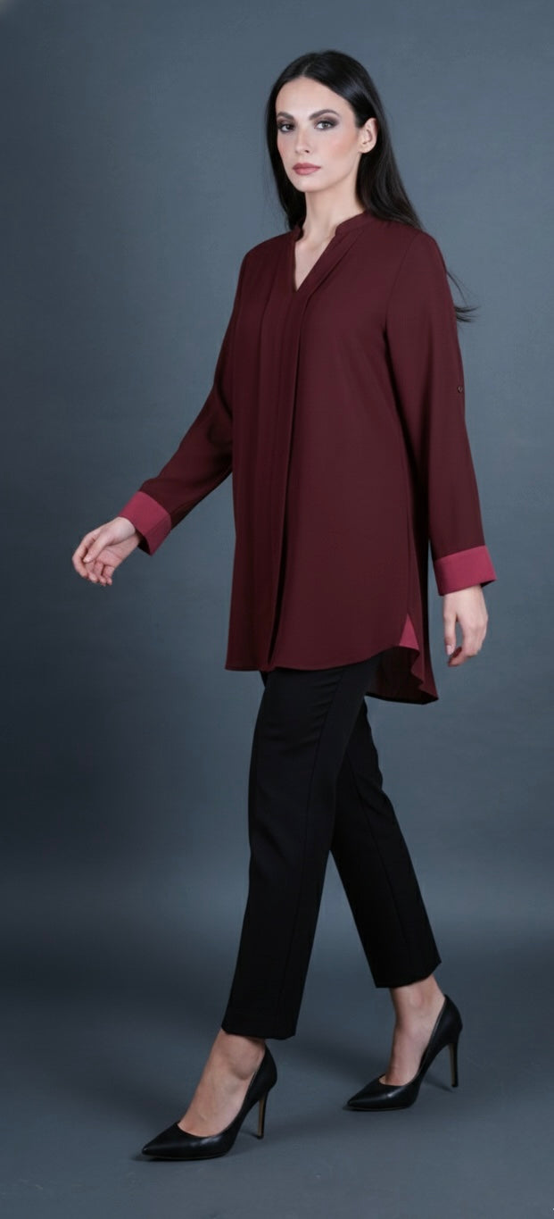 Maroon And Magenta Accent Tunic