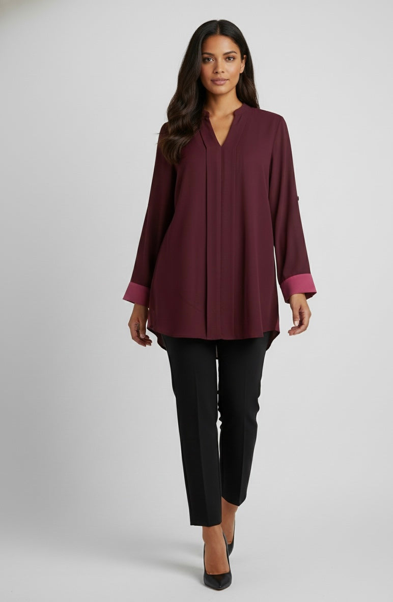 Maroon And Magenta Accent Tunic