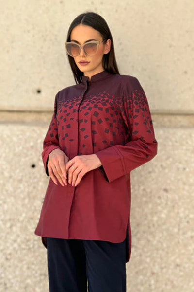 Maroon and Mauve Geo Print Tunic
