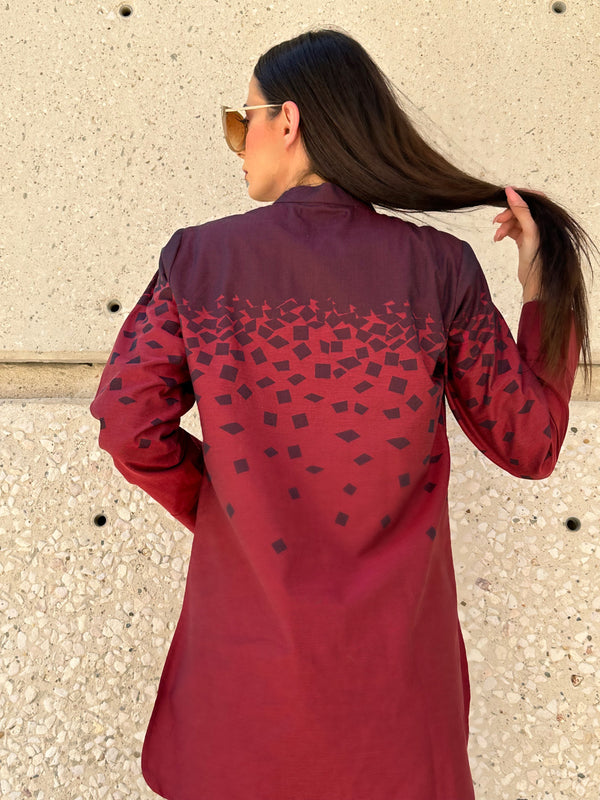Maroon and Mauve Geo Print Tunic