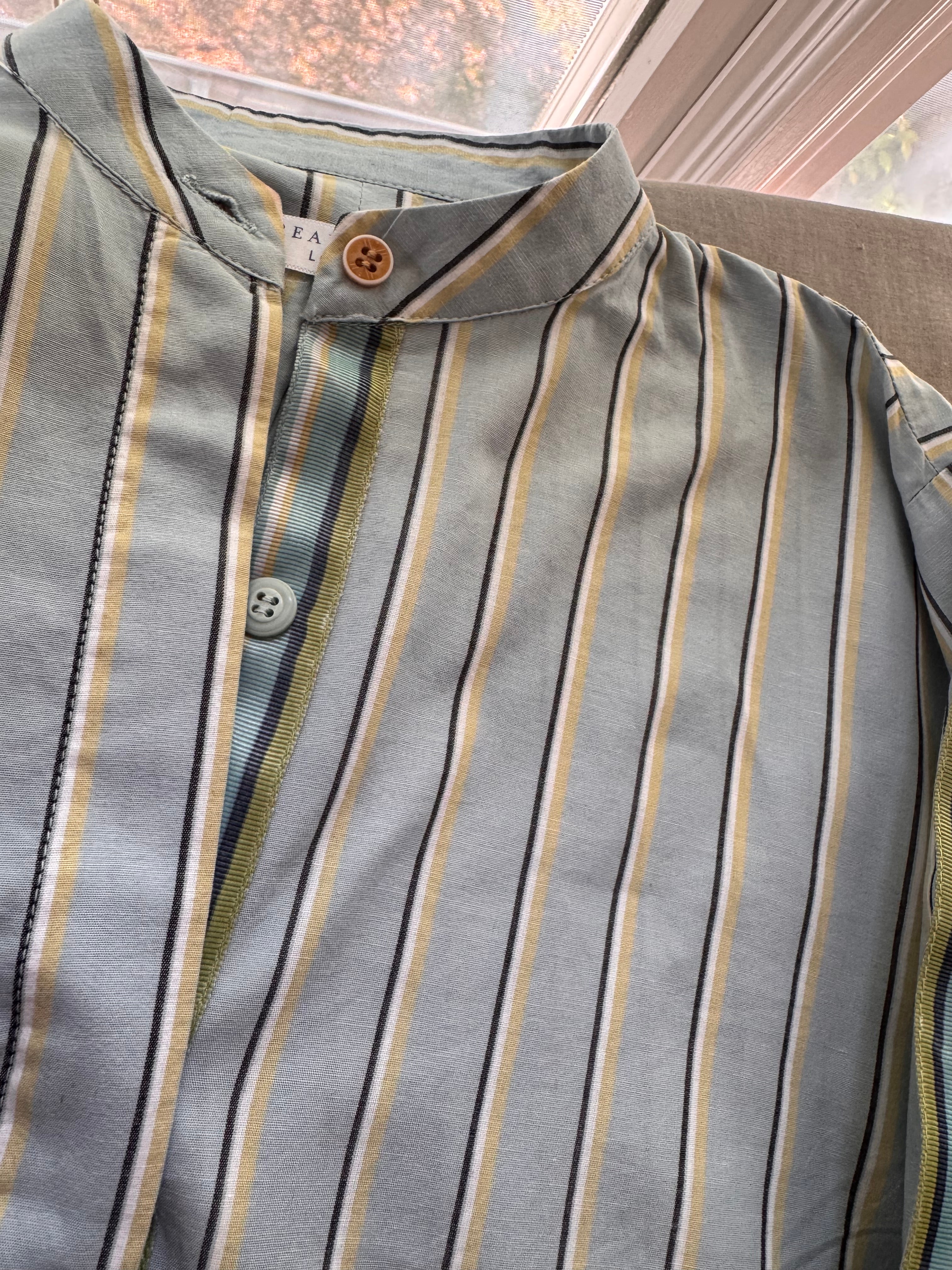 Powder blue and lime striped tunic
