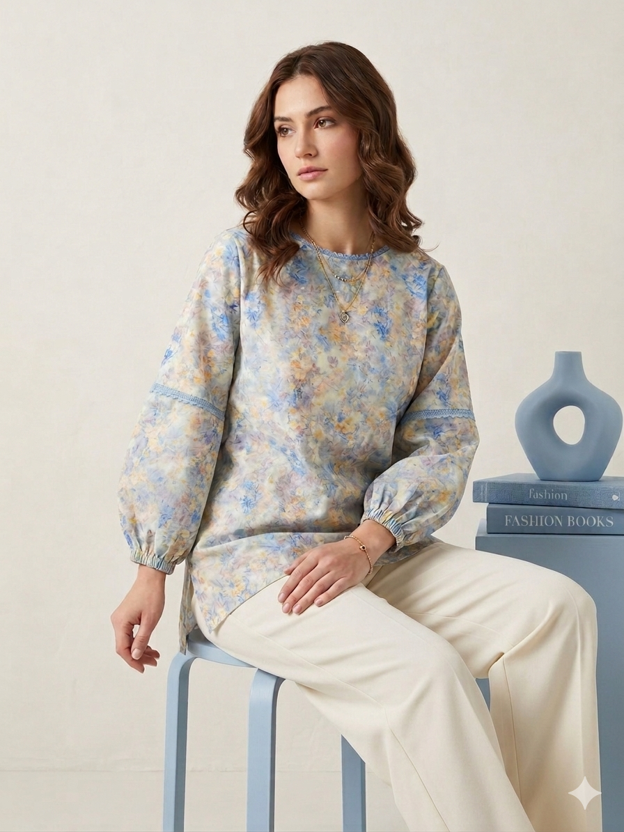 Lace Detail Floral Tunic
