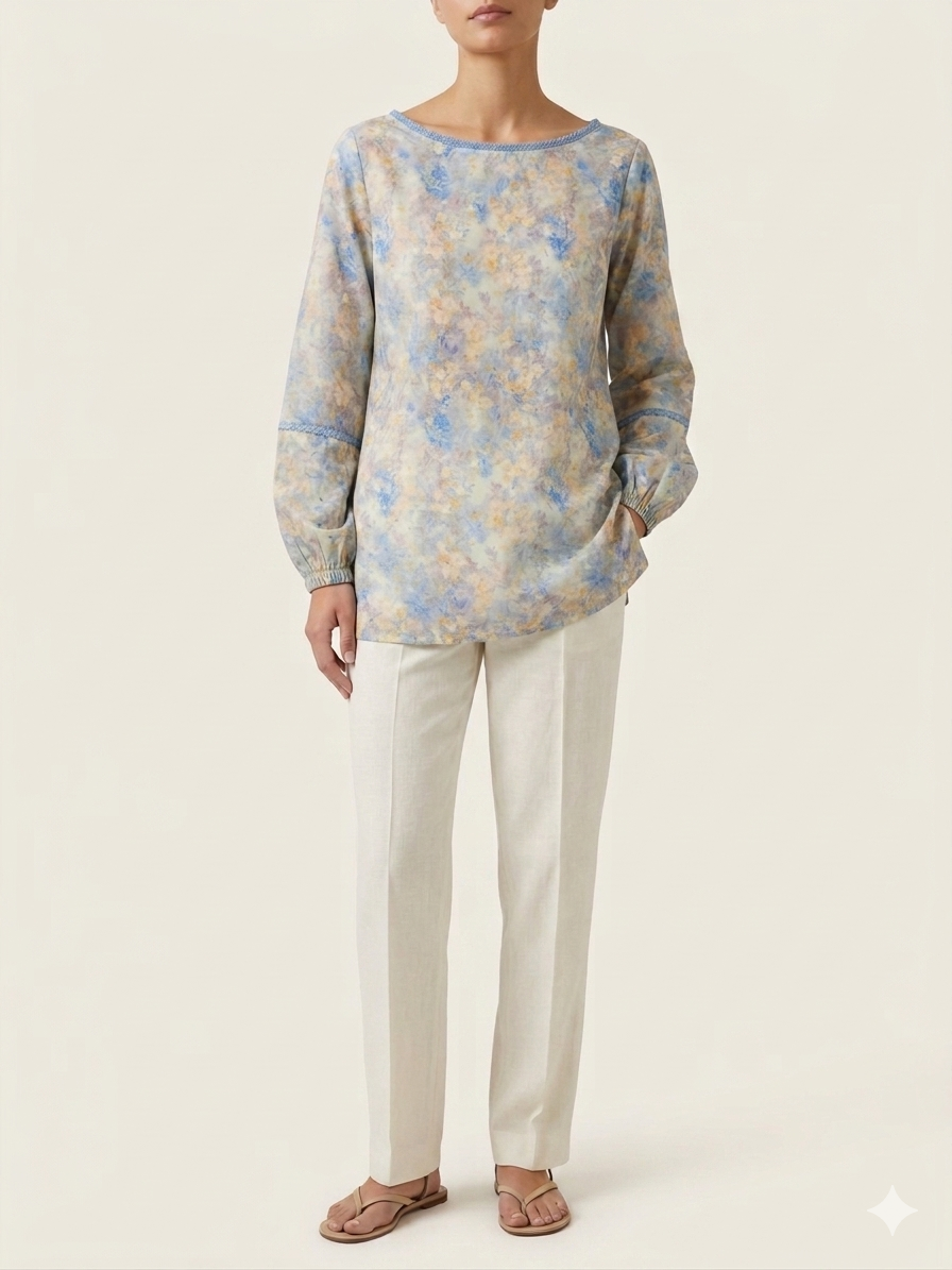 Lace Detail Floral Tunic