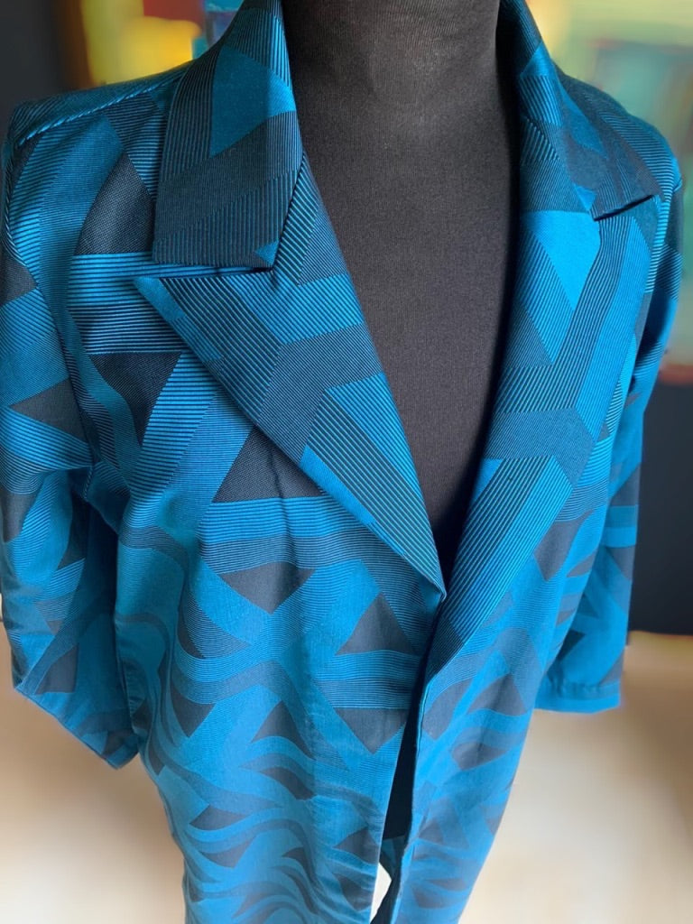 Blue Geometric Pattern Coat