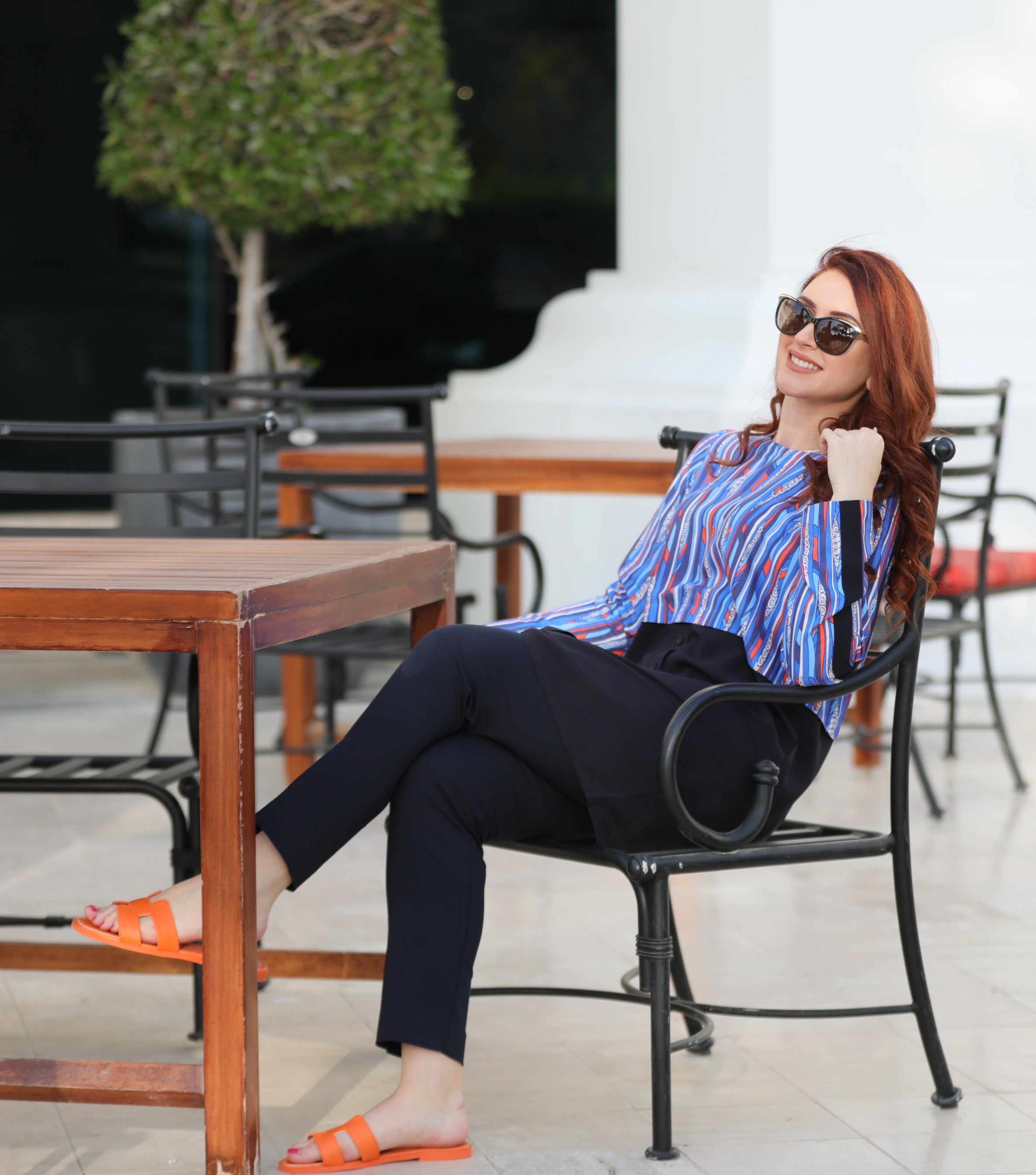 Navy Printed Color Block Tunic