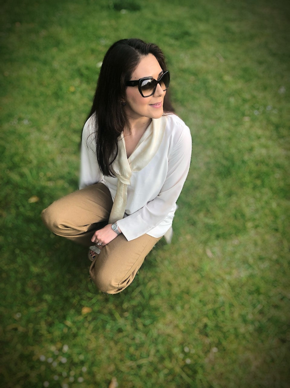 Knotted Silk Scarf Blouse 
