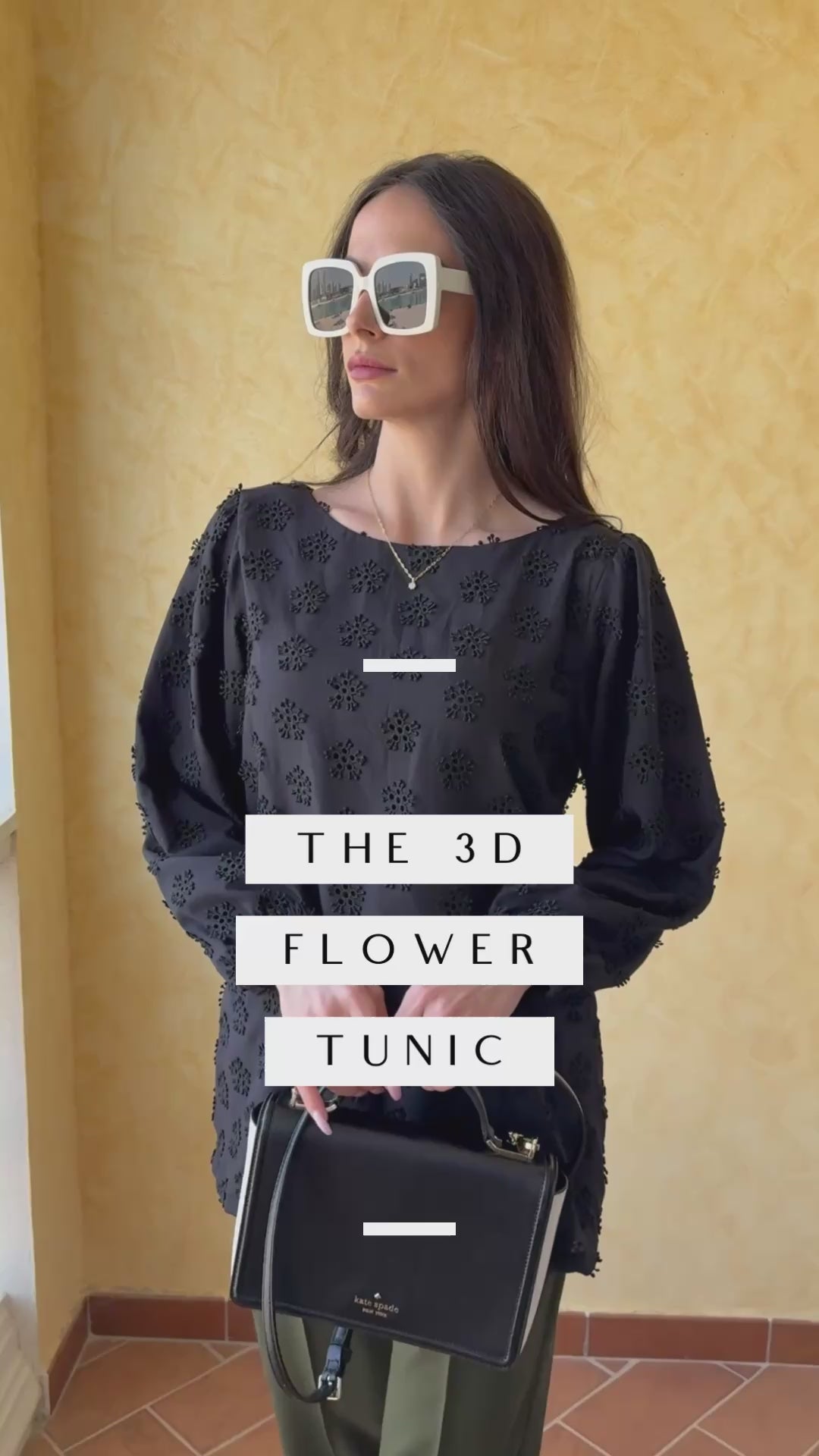 Black 3D Flower Tunic