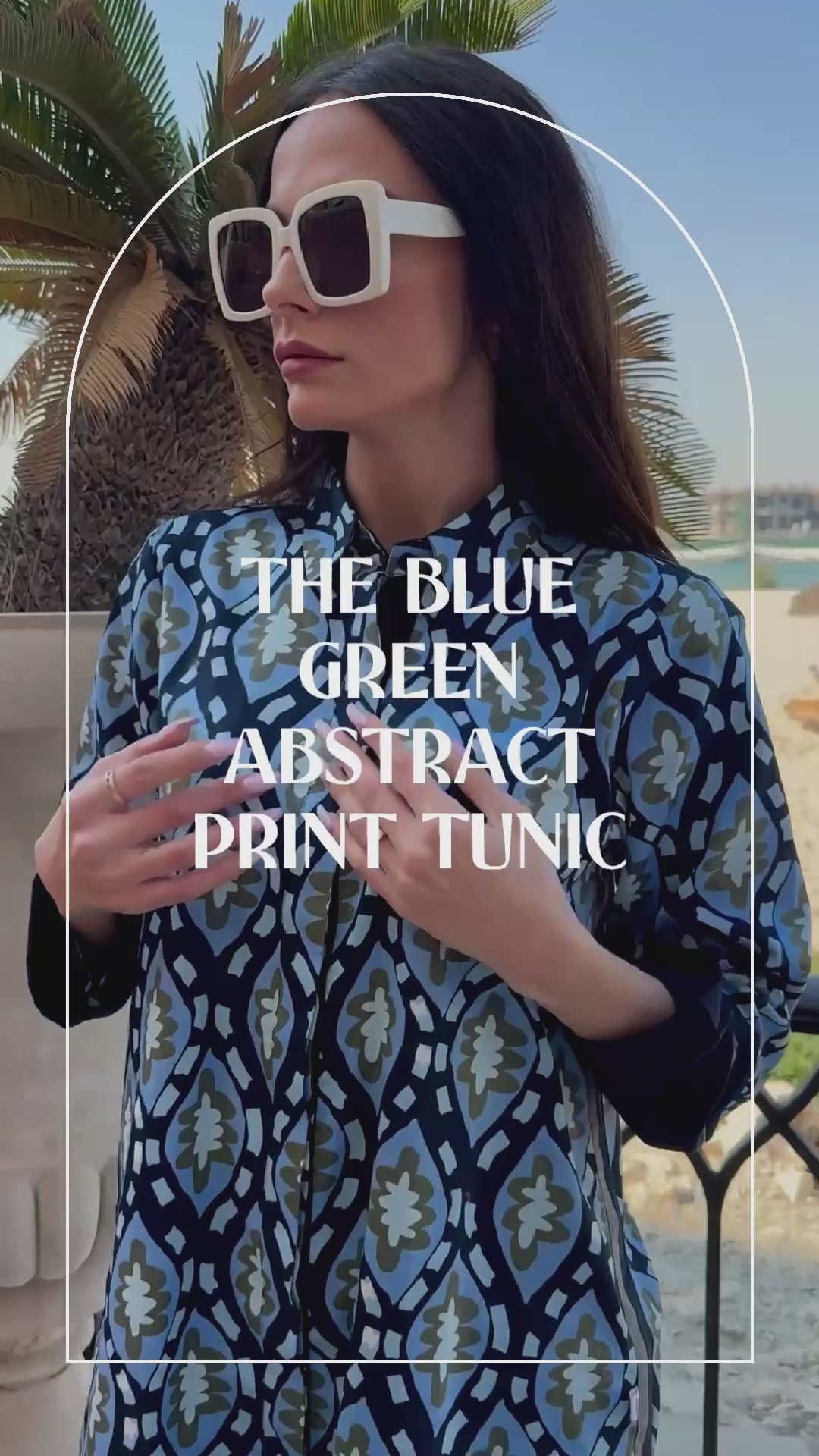 BLUE GREEN ABSTRACT PRINT TUNIC