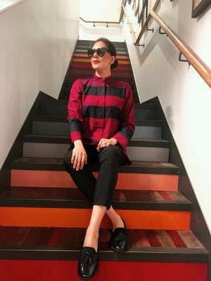Maroon and Navy Striped Tunic